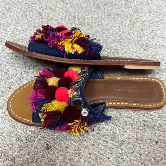 Kenneth Cole Women's Multicolor Pom Pom & Rhinestone Slide Sandals - Picture 10 of 11